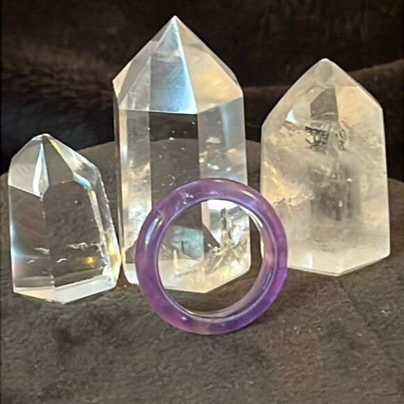 New Natural Amethyst Crystal Band Ring size 9 - Picture 4 of 13